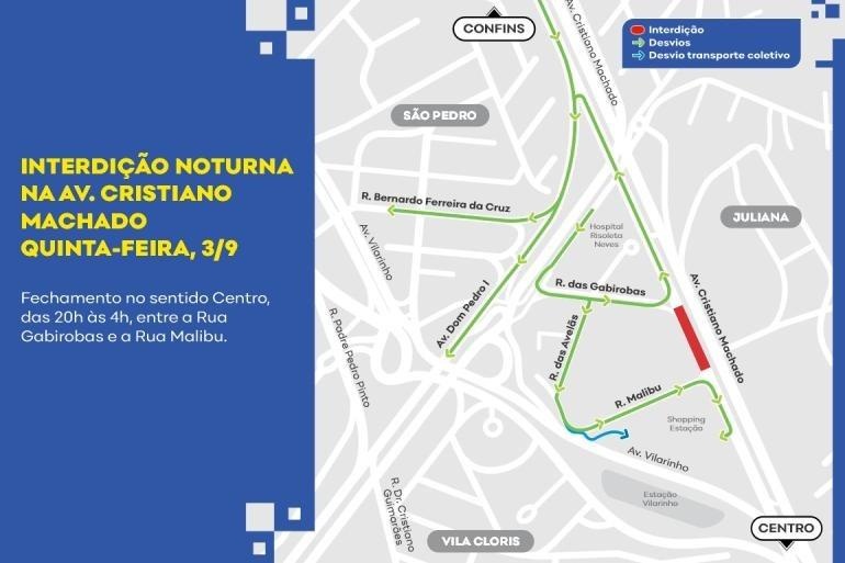 Obras da Gasmig na Avenida Cristiano Machado serão retomadas com interdições noturnas temporárias