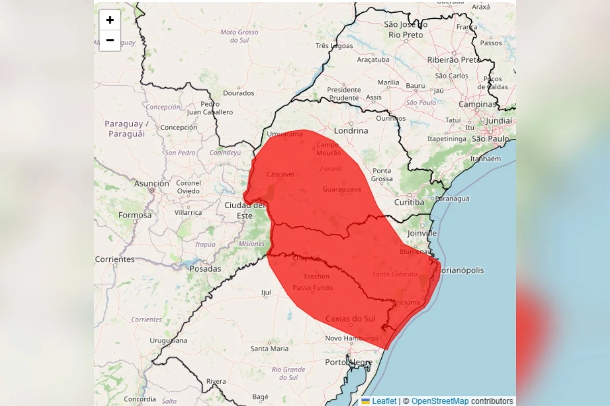 Inmet emite alerta máximo de tempestades para 708 municípios da Região Sul