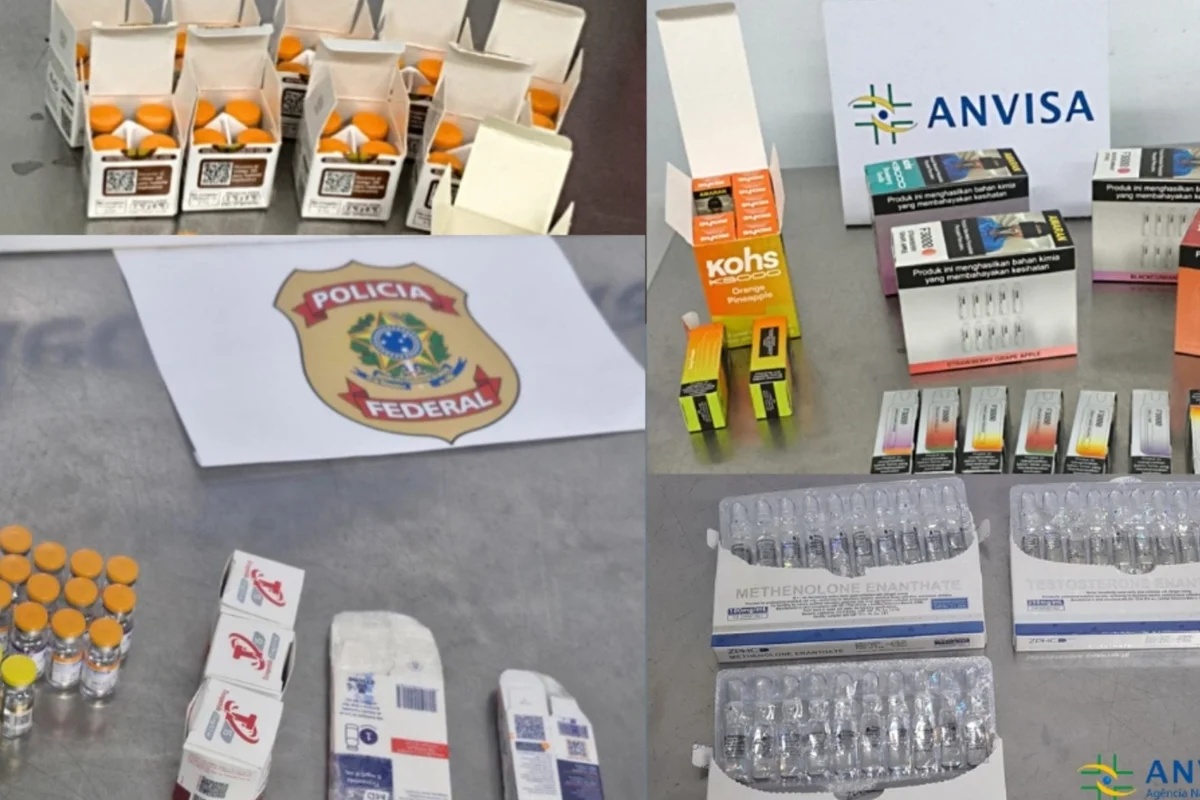 Anvisa apreende mais de mil produtos, incluindo tirzepatida e anabolizantes, no Aeroporto do Galeão