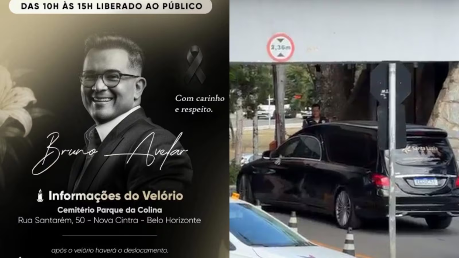 Corpo do empresário Bruno Avelar chega ao cemitério de Belo Horizonte para velório
