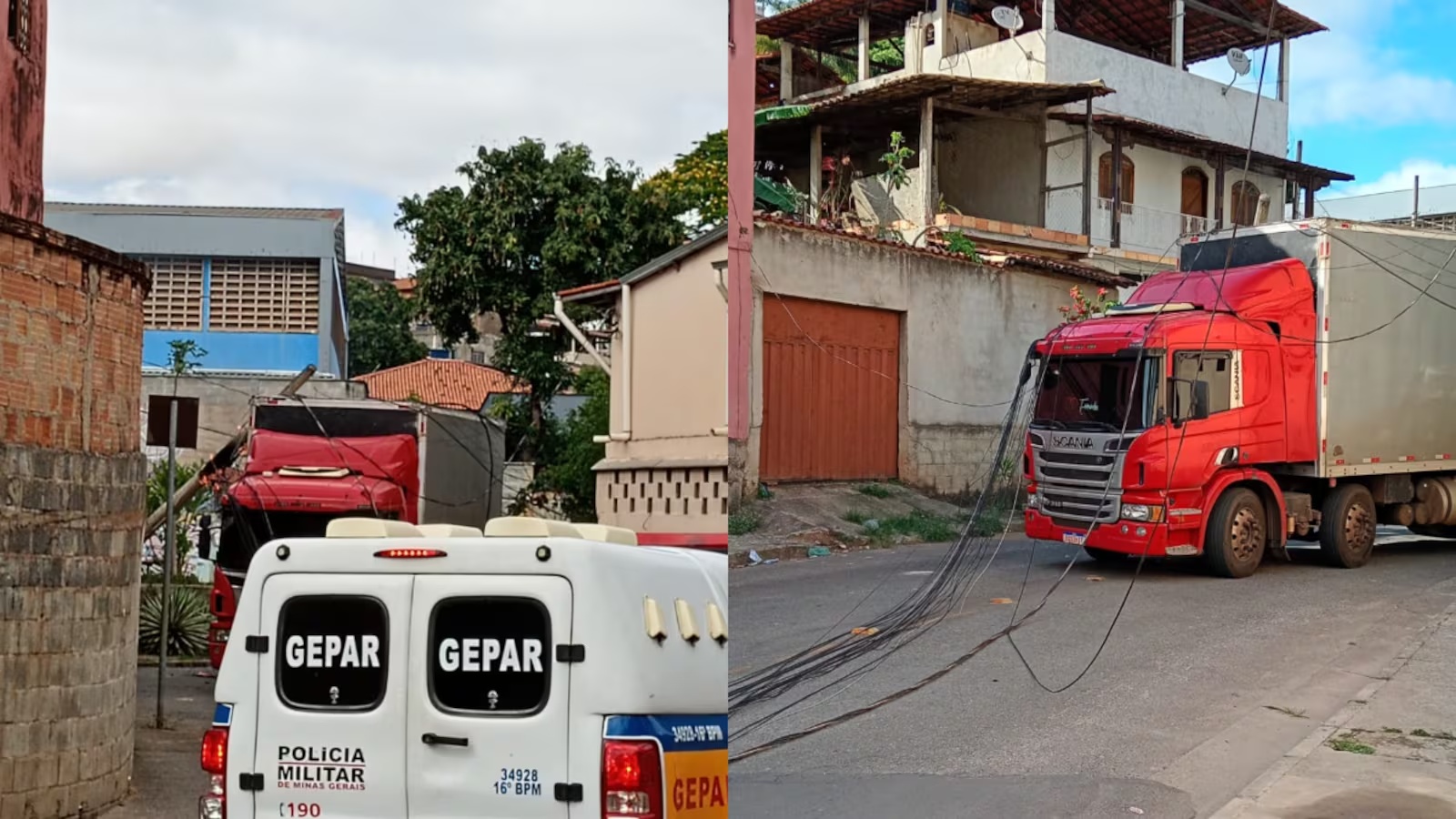 Jovem fica ferido após poste cair sobre ele durante colisão com caminhão em Belo Horizonte