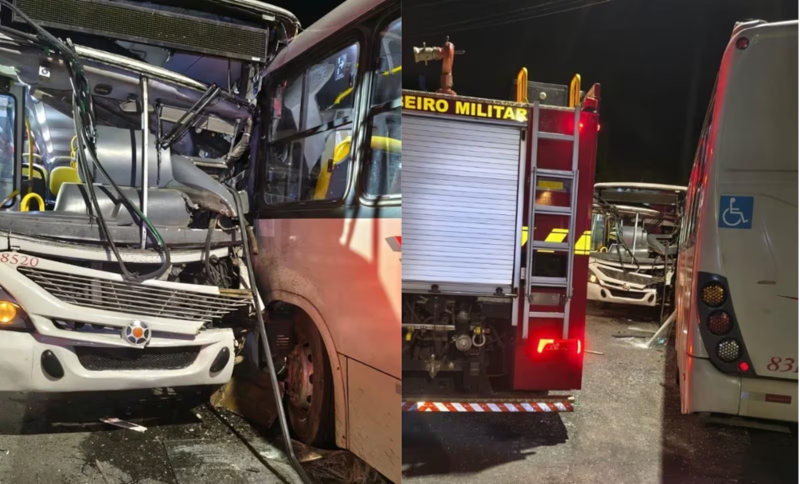 Colisão frontal entre dois ônibus deixa motoristas presos às ferragens em São João del-Rei (MG)