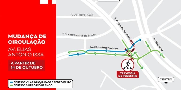 Avenida Elias Antônio Issa, em Venda Nova, passa a ter trecho de mão inglesa para melhorar mobilidade