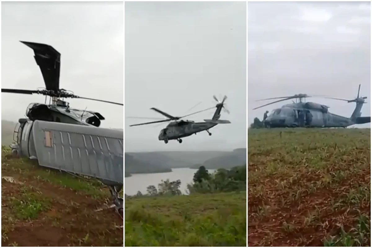 Helicóptero da Força Aérea Brasileira realiza pouso de emergência em plantação de milho no Paraná