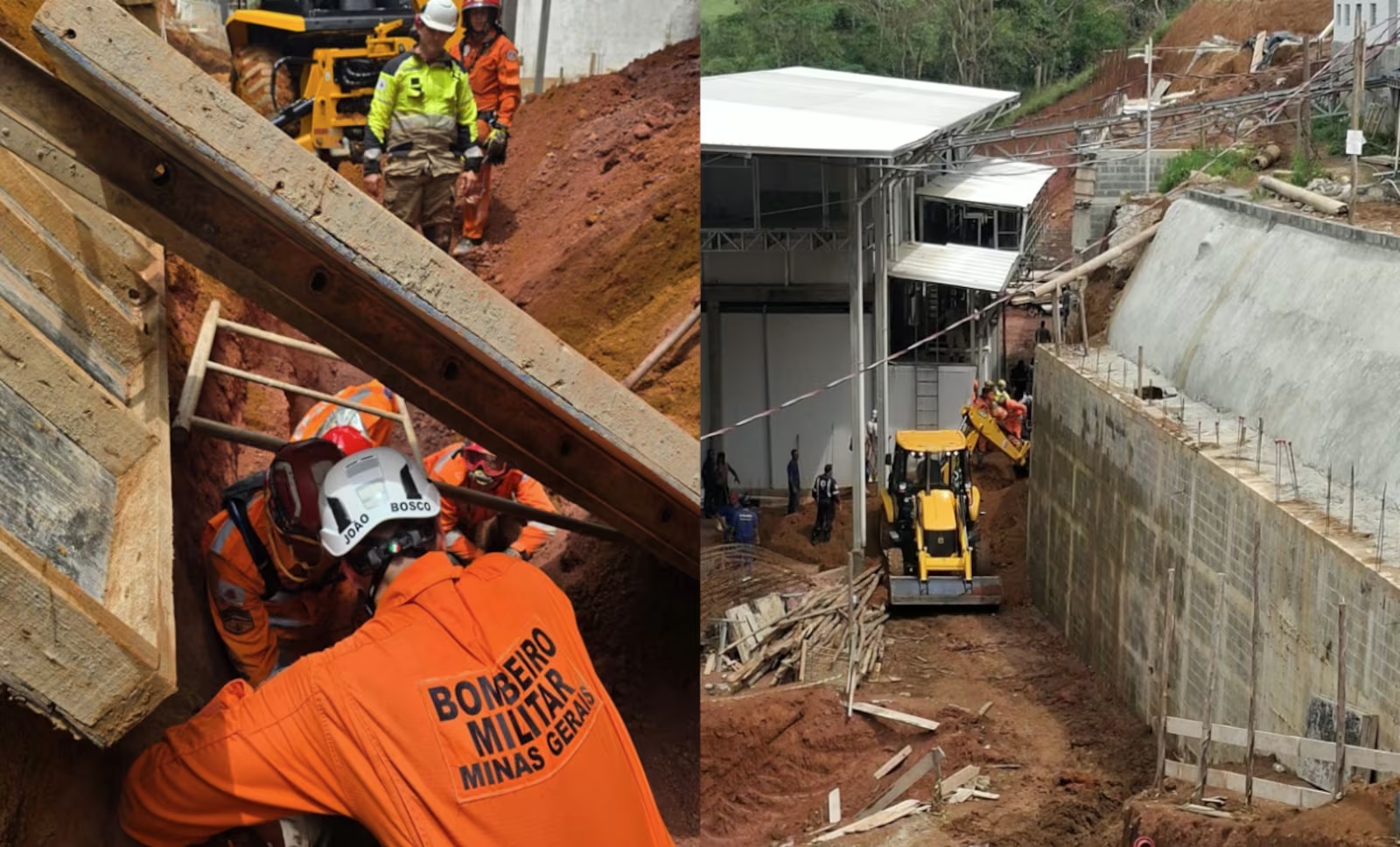 Dois trabalhadores morrem e um fica ferido em deslizamento durante obra de contenção de talude em Minas Gerais