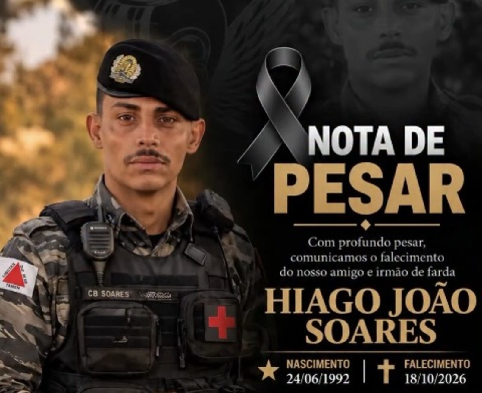 Policial militar da Rotam morre após mal súbito dentro de residência na Região Metropolitana de Belo Horizonte