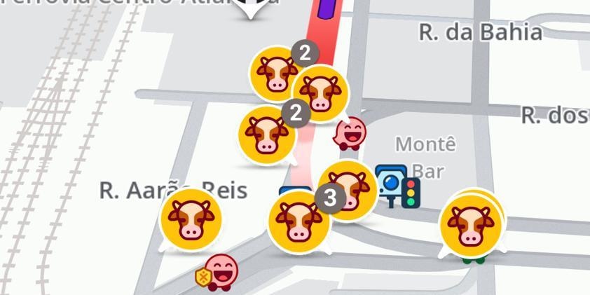 Usuários do Waze relatam presença de animais na pista em Belo Horizonte durante ato de campanha de Lula