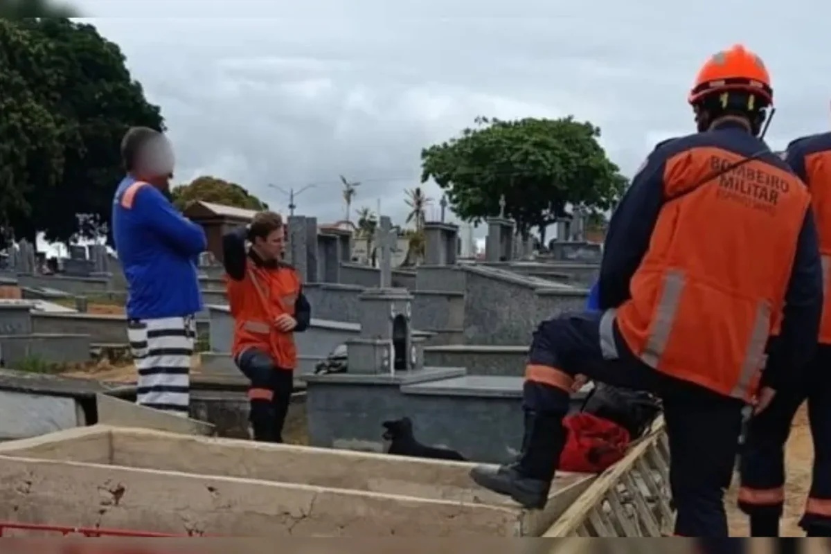 Homem morre ao cair dentro do túmulo do pai no Cemitério São José, em Linhares, Espírito Santo